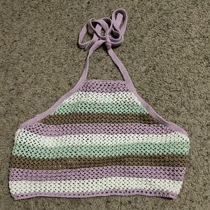 Multi-color crochet crop-top. Size S. Brand new with tags.